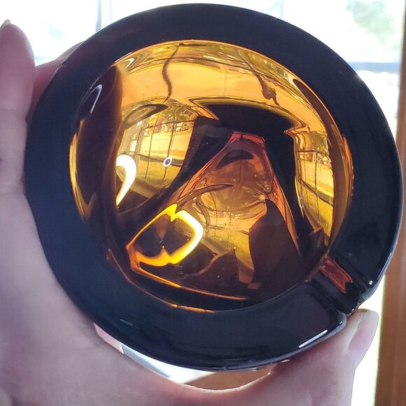 VTG Viking Art Glass Orb Ashtray Root Beer MCM Design - 4 Inches **READ** - Picture 3 of 13